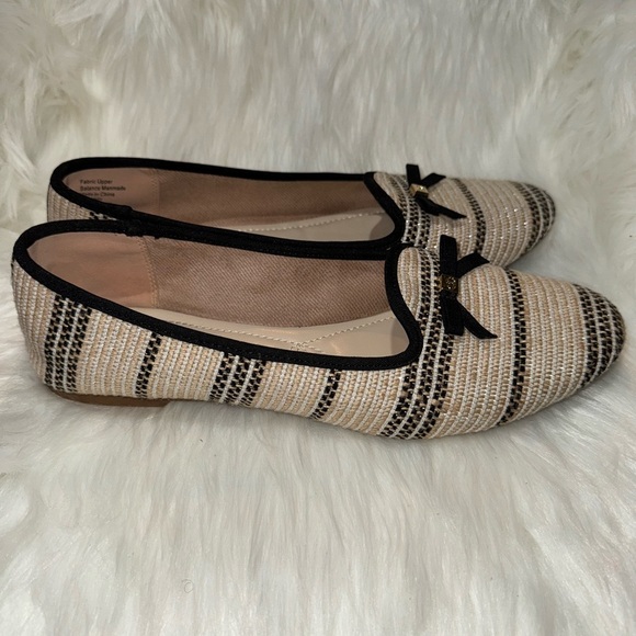 Charter Club Black and Cream Striped Loafers with Bow - Picture 4 of 6